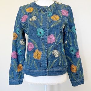 Ann Trinity | Vintage 90s Y2K Linen Blend Floral Embroidered Jacket/Shacket | M